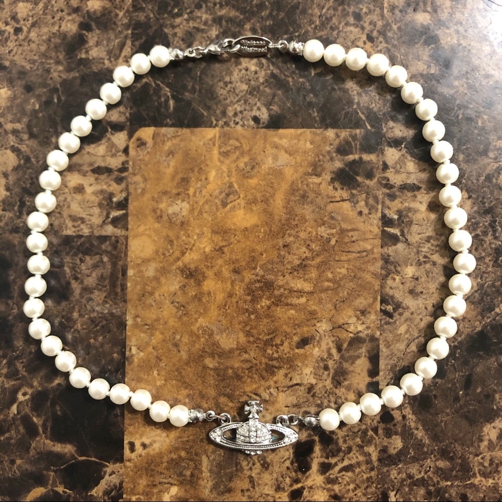 Vivienne Westwood Silver Pearl Necklace